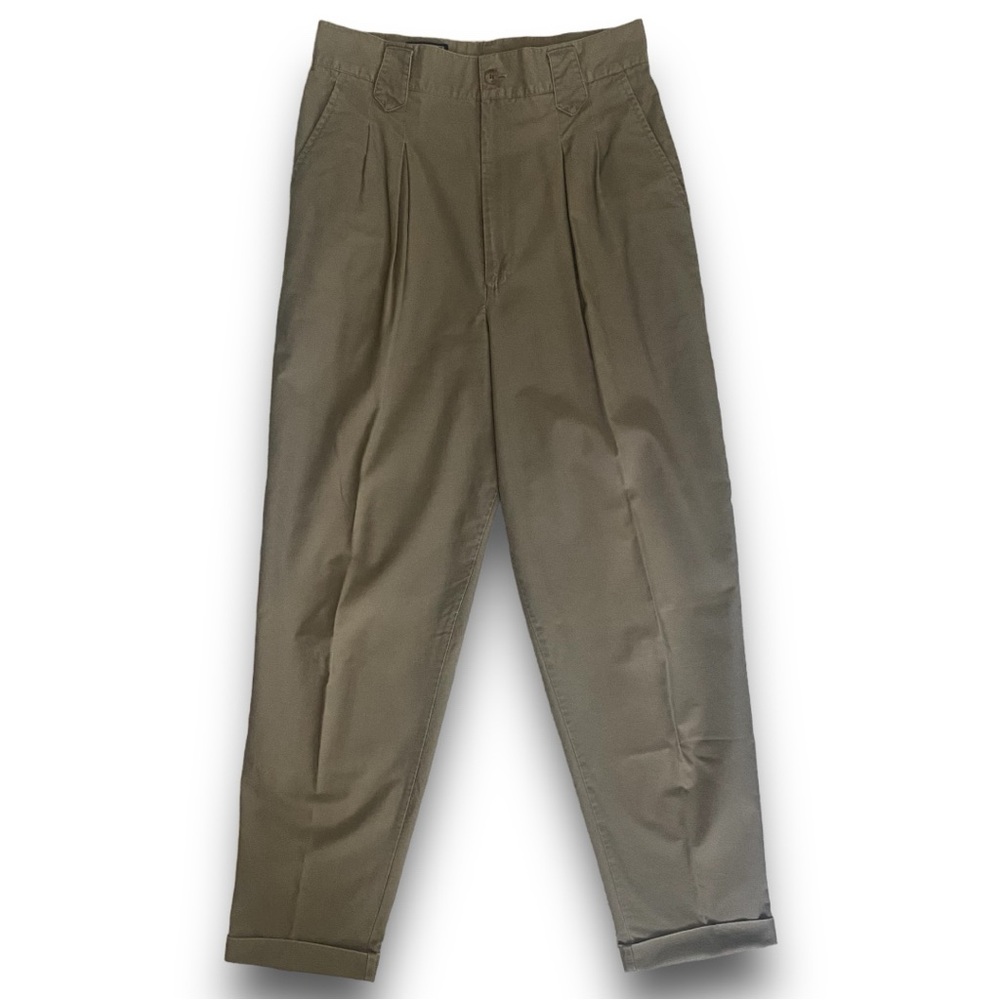 Essentials Sport Loafers Pants 12 Khaki Brown Y2K 90's Pleated front Cuffed legs